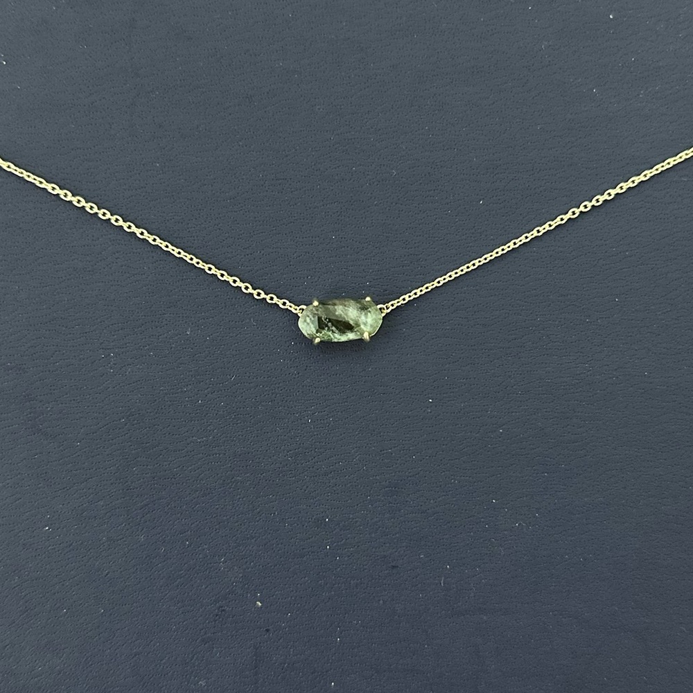 Kendra Scott | Goldtone and Olive Stone Necklace